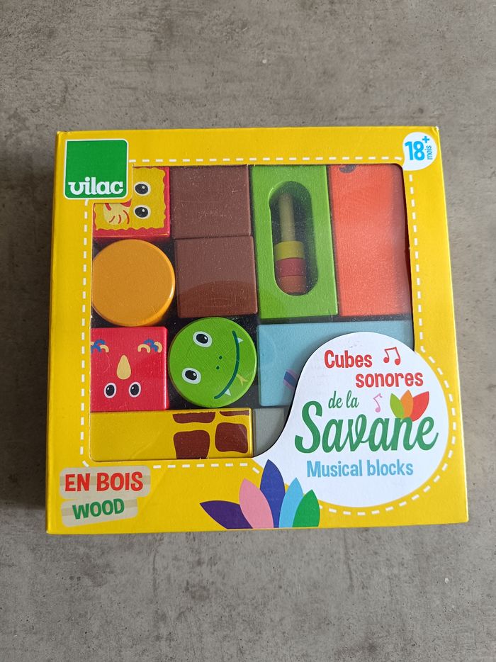 Cube sonore de la savane en bois Vilac