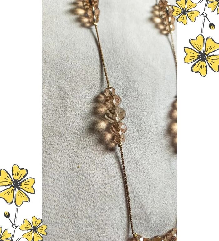 Collier vintage doré en perles facettées champagne – Élégance rétro - photo numéro 9