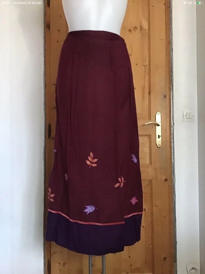 Jupe longue brodée vintage 90s Zeste de mode