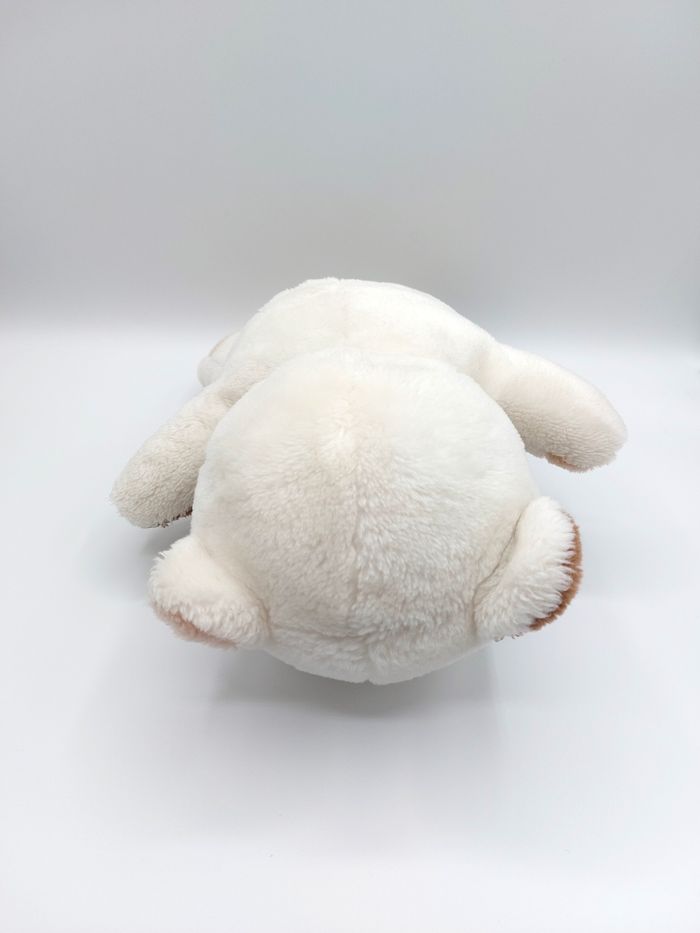 Ancien doudou peluche ours blanc beige BOULGOM marron Vintage 30 cm yeux durs - photo numéro 4