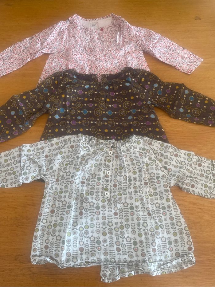 3 blouses manches longues fille 18 mois