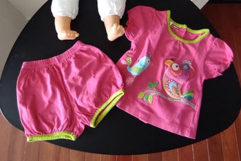 🌸 Ensemble 2 pièces bébé fille 3 mois – Rose & vert anis 🌿