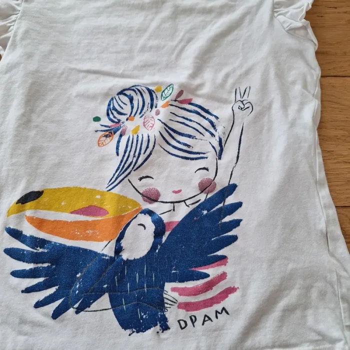 T-shirt manches courtes à paillettes bleues  DPAM 10ans