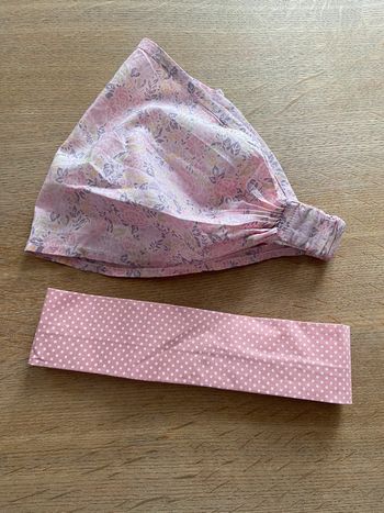 Lot de deux bandeaux roses Jacadi : un classique et un bandeau foulard, taille 2/6 ans