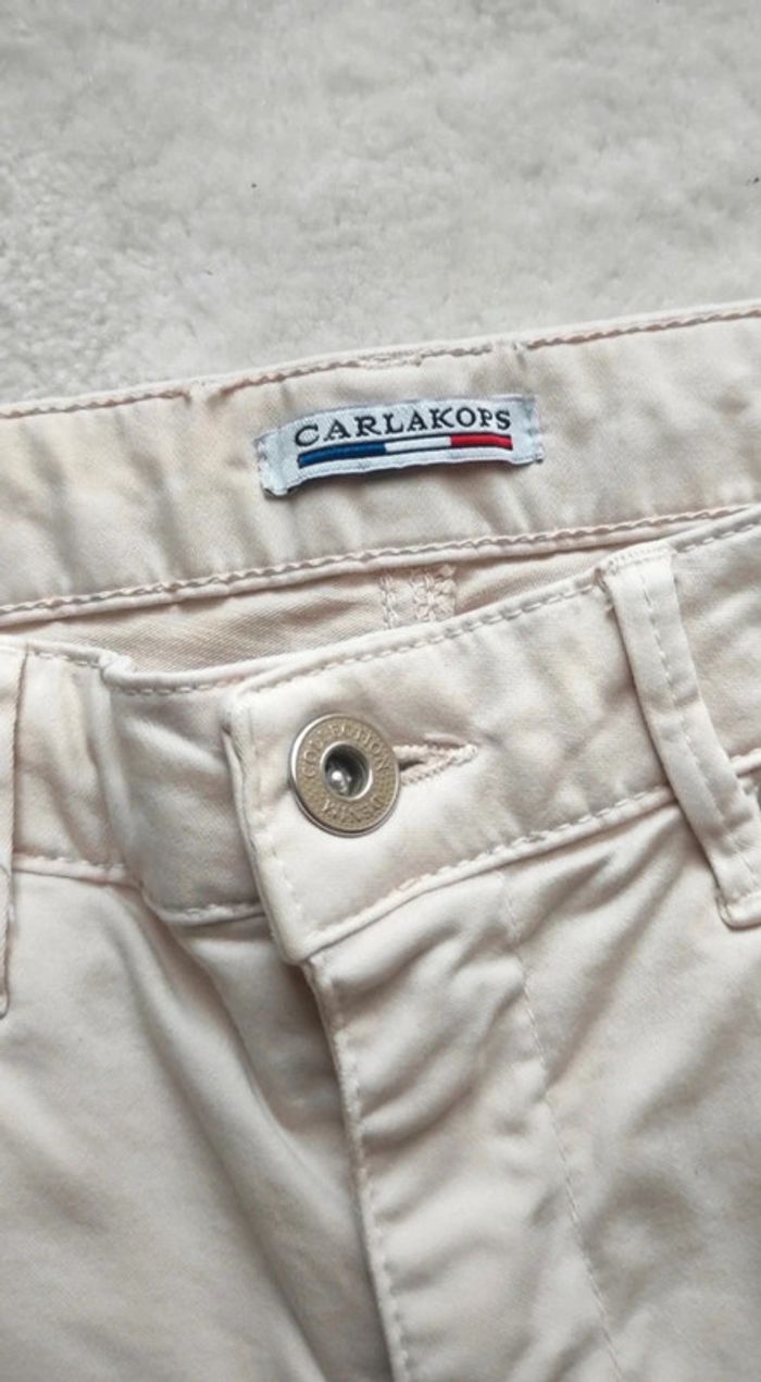 Pantalon jean en toile beige crème léger printemps été Carla Kops 36 - photo numéro 4