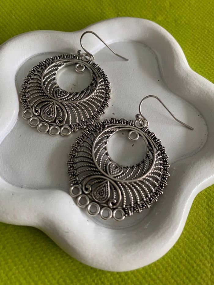 Boucles d’oreilles bohémiennes tendances en alliage de zinc argenté - photo numéro 4