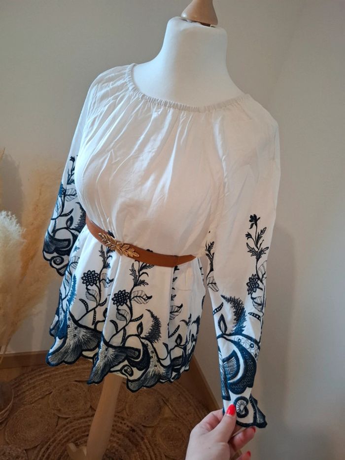 Blouse blanche bohème Fleurie Griffon taille M 38 - photo numéro 10