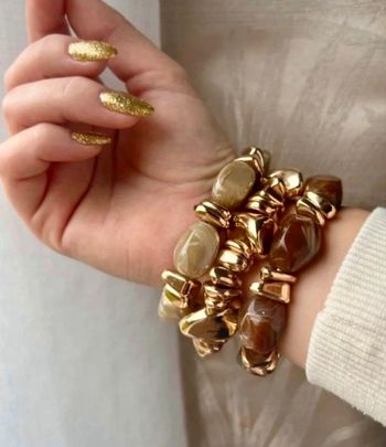 Lot de 3 bracelets dorés en résine