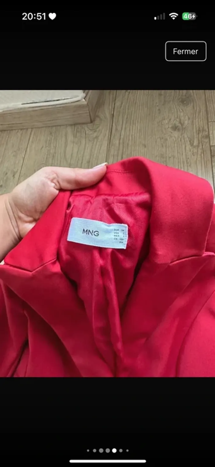 Veste de costume blazer mango rouge cintrée structuré - photo numéro 5