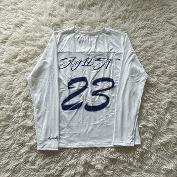 T-shirt y2k blanc et bleu - Taille M