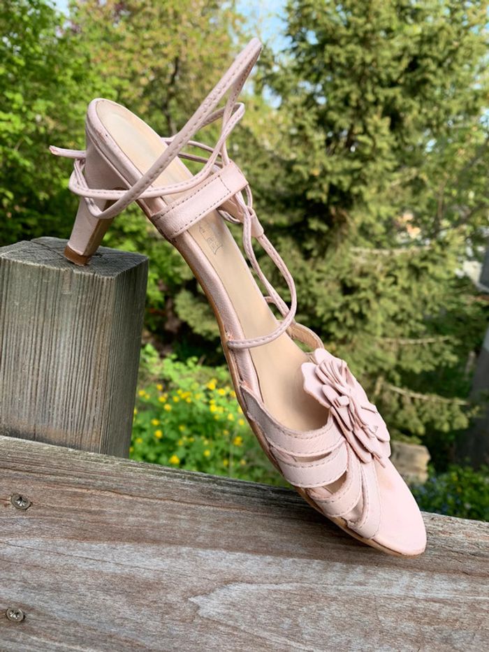 Pied nu à lacets fleuries rose poudrée pointure 38 - photo numéro 20