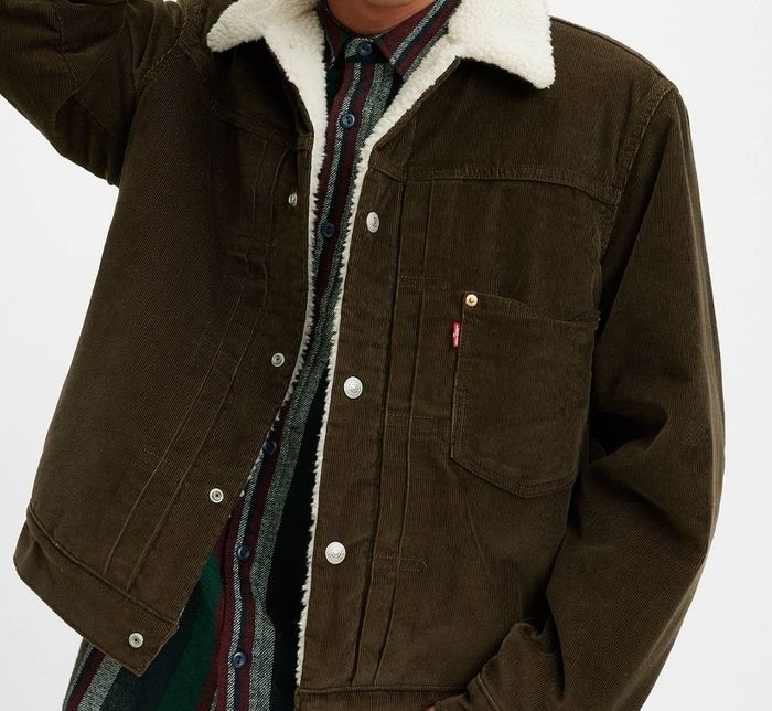 Blouson Levi’s Trucker Sherpa homme – Velours côtelé marron – Taille M - photo numéro 7