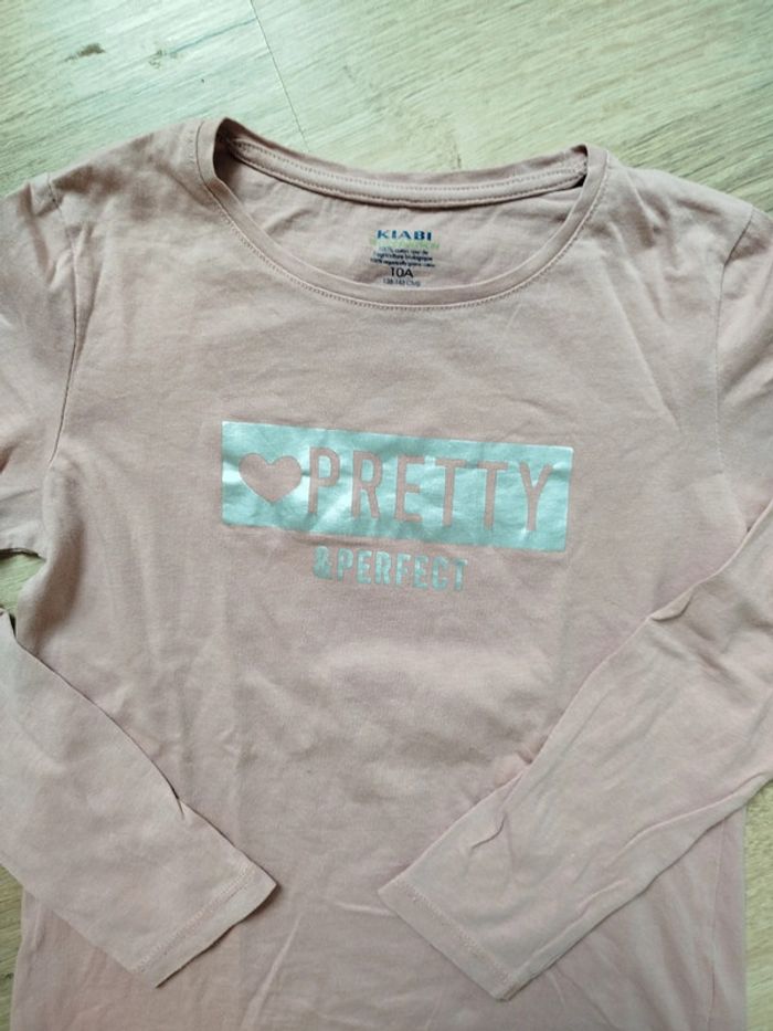 Tee shirt rose à manches longues 10 ans - photo numéro 2