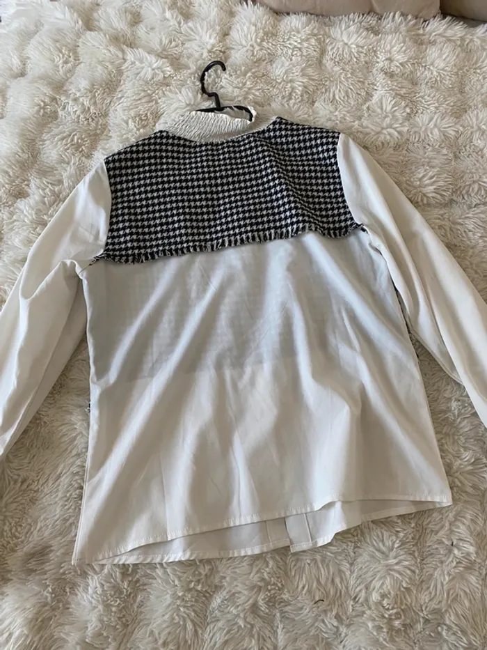 Blouse blanche avec imprimé pied de poule Shein taille S - photo numéro 4