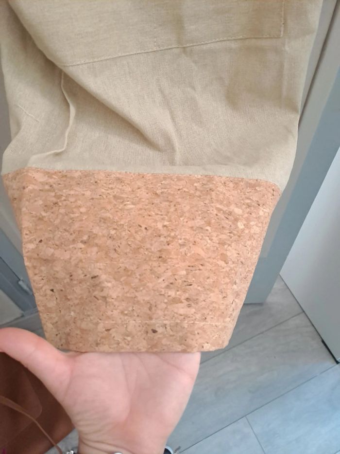 Tablier de cuisine normande de caractère pommes beige effet lin et liège neuf - photo numéro 4