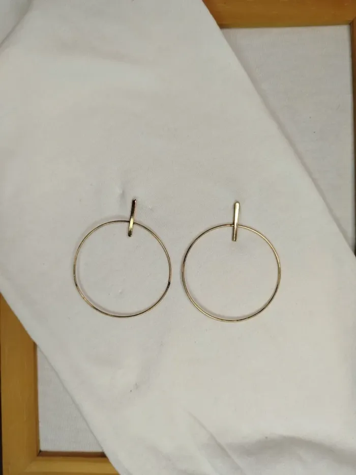 Boucle d'oreille dorée cercle Géométrique - 5 cm diamètre - photo numéro 4