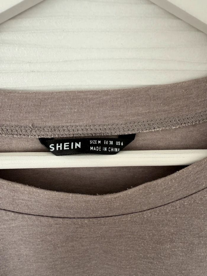 Haut t-shirt gris à manches courtes volants uni basique simple col rond - photo numéro 6