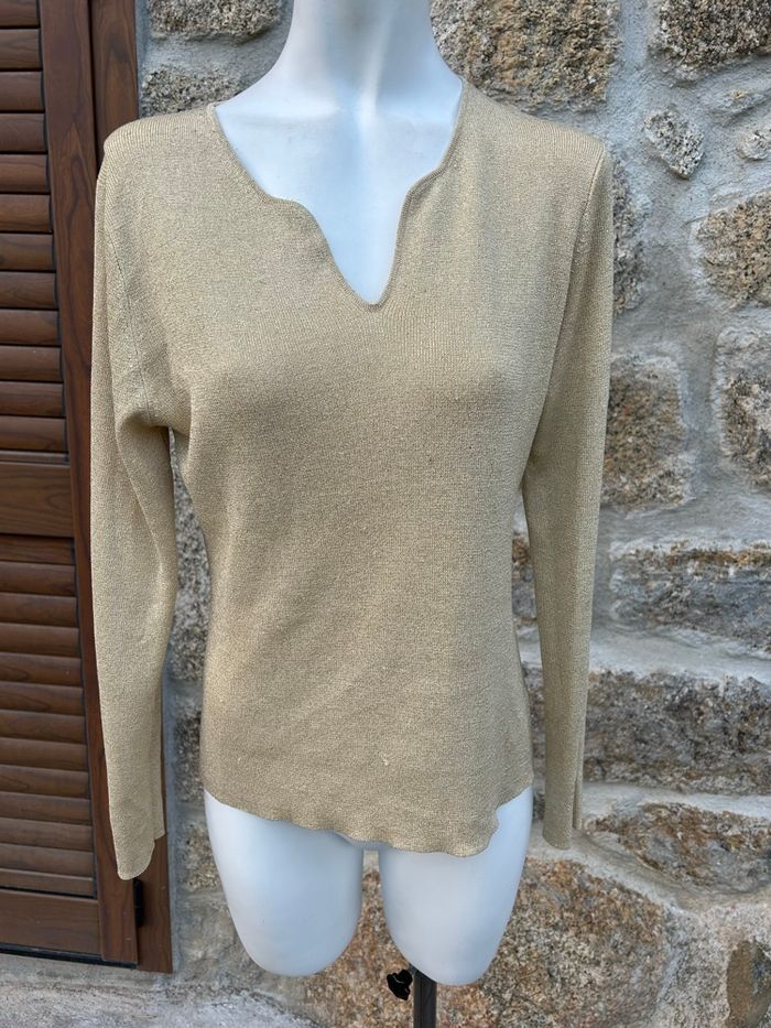 Pull doré effet brillant - photo numéro 3