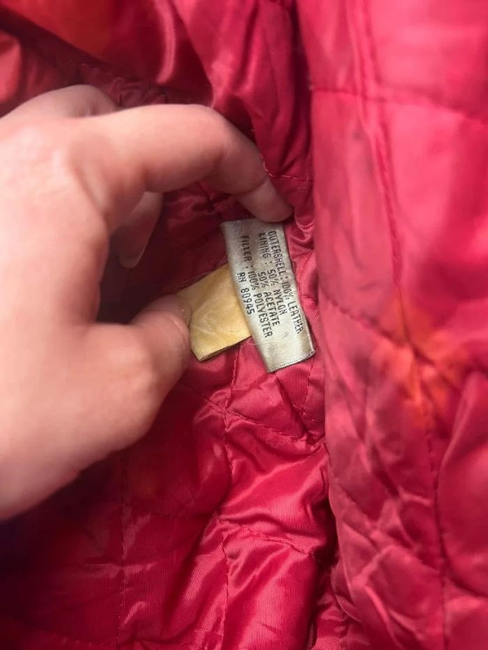 Blouson Vintage Cuir Rouge FJ560 Urban Assault Squad Taille 2X – Drapeau USA - photo numéro 5
