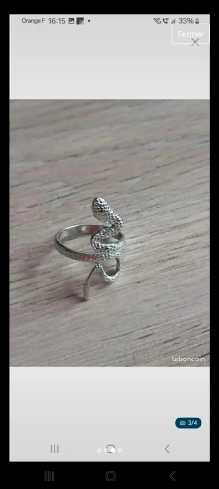 Bague serpent femme ajustable - photo numéro 3
