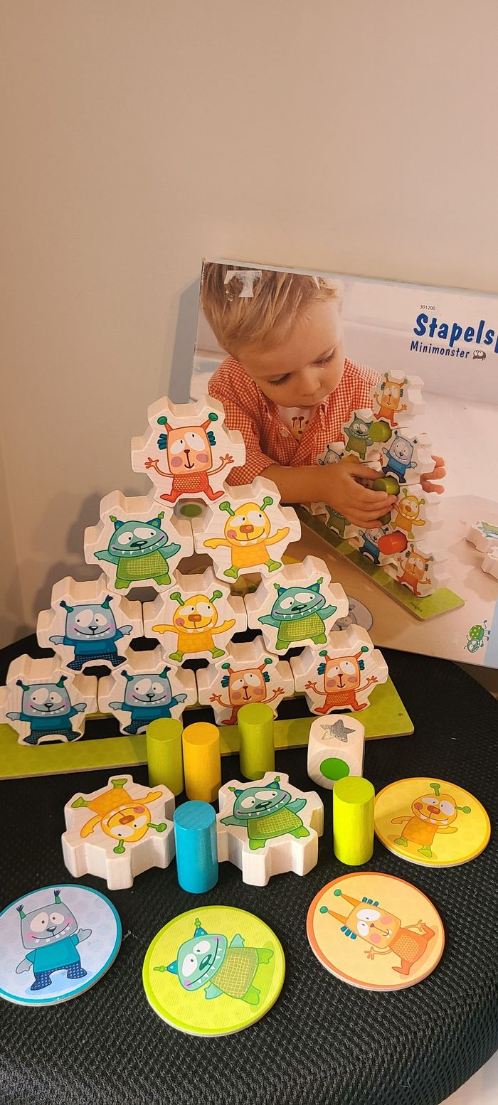 Jeu pour enfant d'empilement mini monstres de marque Haba