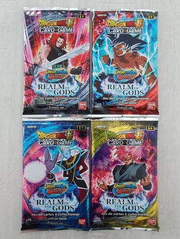 Lot de 4 boosters Dragon Ball Super BT16 Realm Of The Gods FR