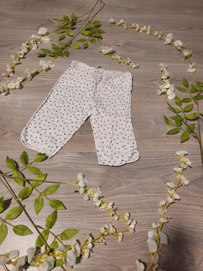 Legging tex fille blanc avec des cœurs 3 / 4 ans