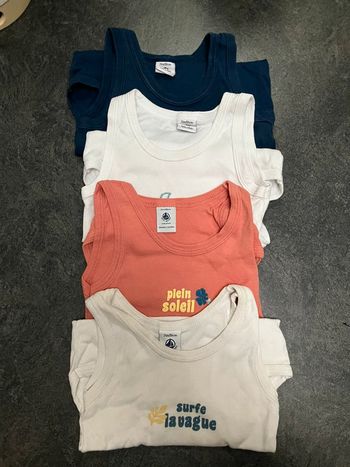 Lot de 4 bodies sans manches petit bateau 24mois