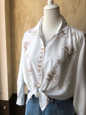 Chemise brodée vintage Décade 42/44