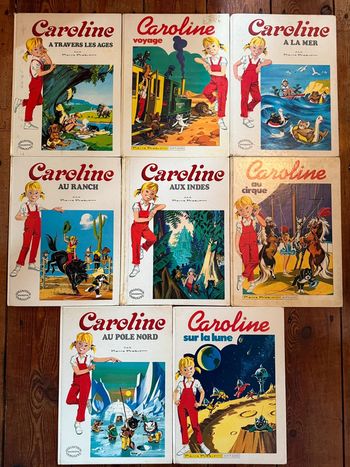 Livres très anciens - Lot de 8 bd albums Caroline Hachette Pierre Probst grand format blancs