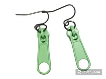 Boucles d'oreilles fermeture éclair verte