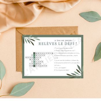 Cartes défis parrain marraine