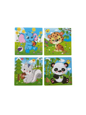 Lot de 4 puzzles en bois animaux 9 pièces