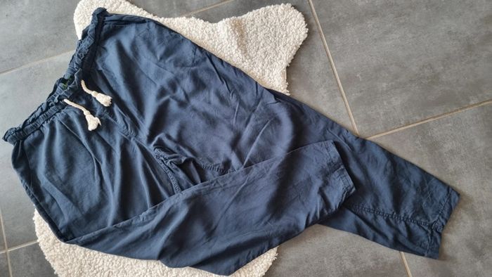 Pantalon bleu marine Kiabi XL 42 44 sympa fluide taille haute normale ceinture - photo numéro 7