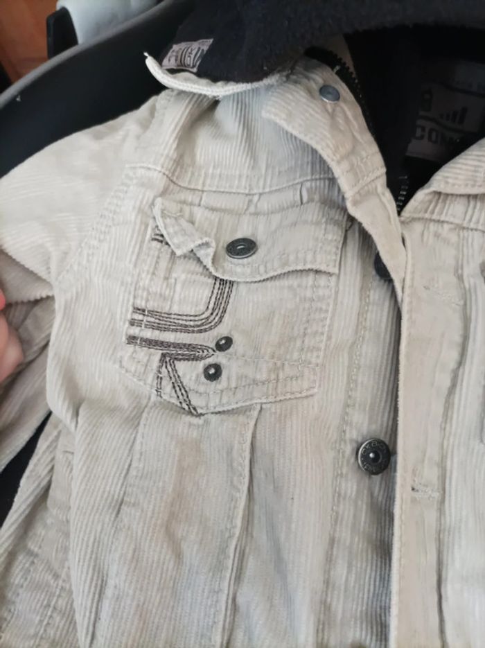 Veste velours côtelé beige et doublure polaire capuche Okaïdi 4ans - photo numéro 3