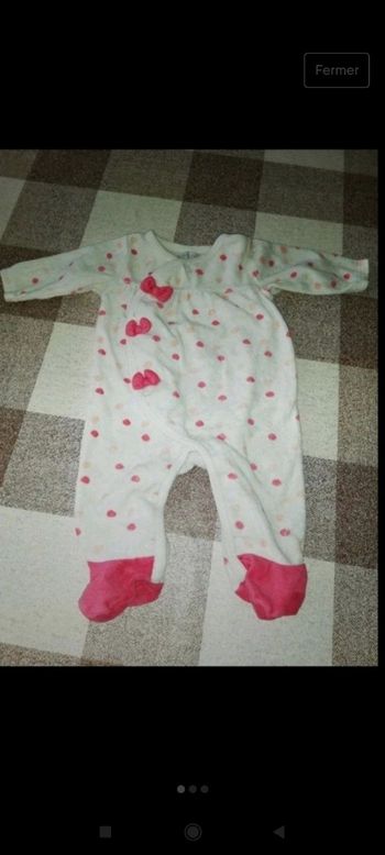 Pijama épais 3 mois blanc à pois rose Gémo