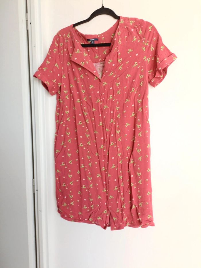 Robe fleurie courte manche courte boutonnée Kiabi Taille 38 Comme neuve - photo numéro 2