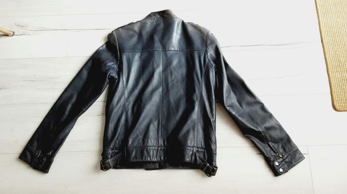 Vêtement femme veste blouson en cuir bleu gris Kookaï taille 38 - photo numéro 6