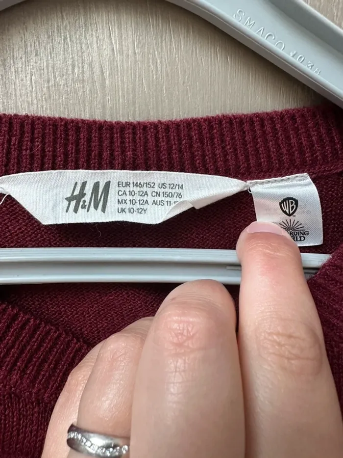 Pull Poudlard Harry Potter H&M 10 - 12 ans fille bordeaux - photo numéro 4