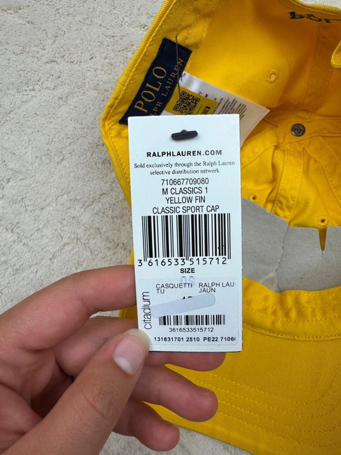 Casquette Ralph Lauren Jaune Logo Brodé Neuve - photo numéro 7