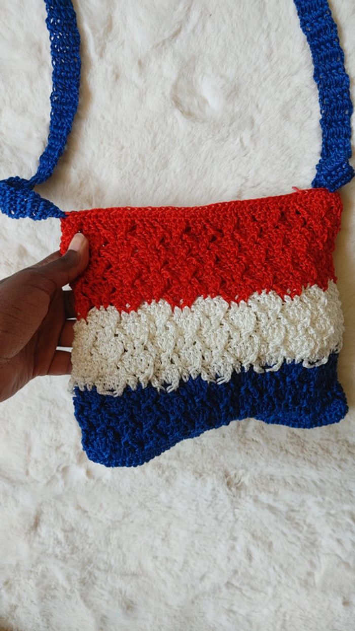 Sac en nylon bandoulière couleur de la France Bleu Blanc Rouge fermeture zip - photo numéro 4