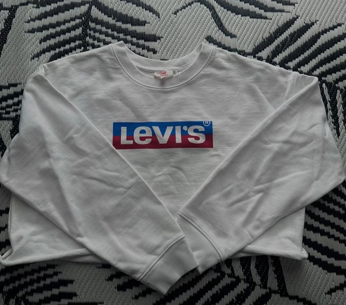 Pull blanc court Levi’s bleu & rouge - photo numéro 2