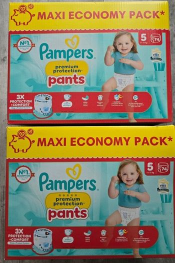 🌟 Pampers Premium Protection 2x74 couches Taille 5 (11 - 17 kg) 🌟