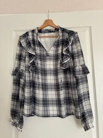 Chemise à carreaux bleu et métallisé