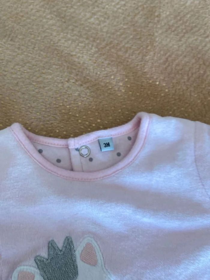 Haut pyjama  velour  3 mois - photo numéro 3