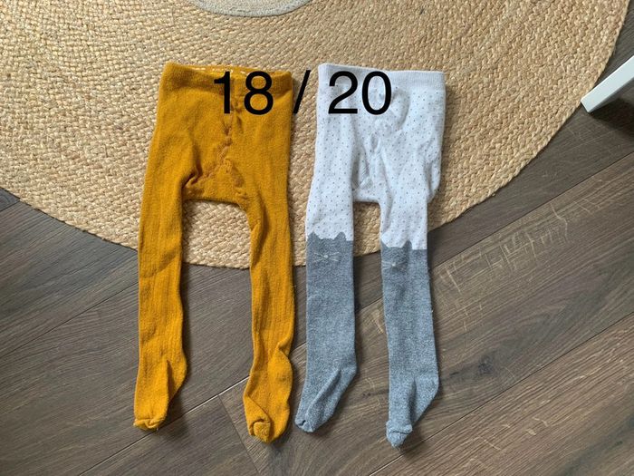Lot 2 collants hiver moutarde gris blanc chat TAO tape à l’œil 18 20