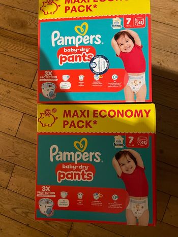 Vents pack 2 cartons Pampers taille 7 baby dry pants