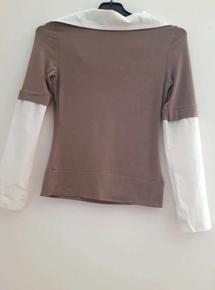 Haut marron/blanc - photo numéro 4