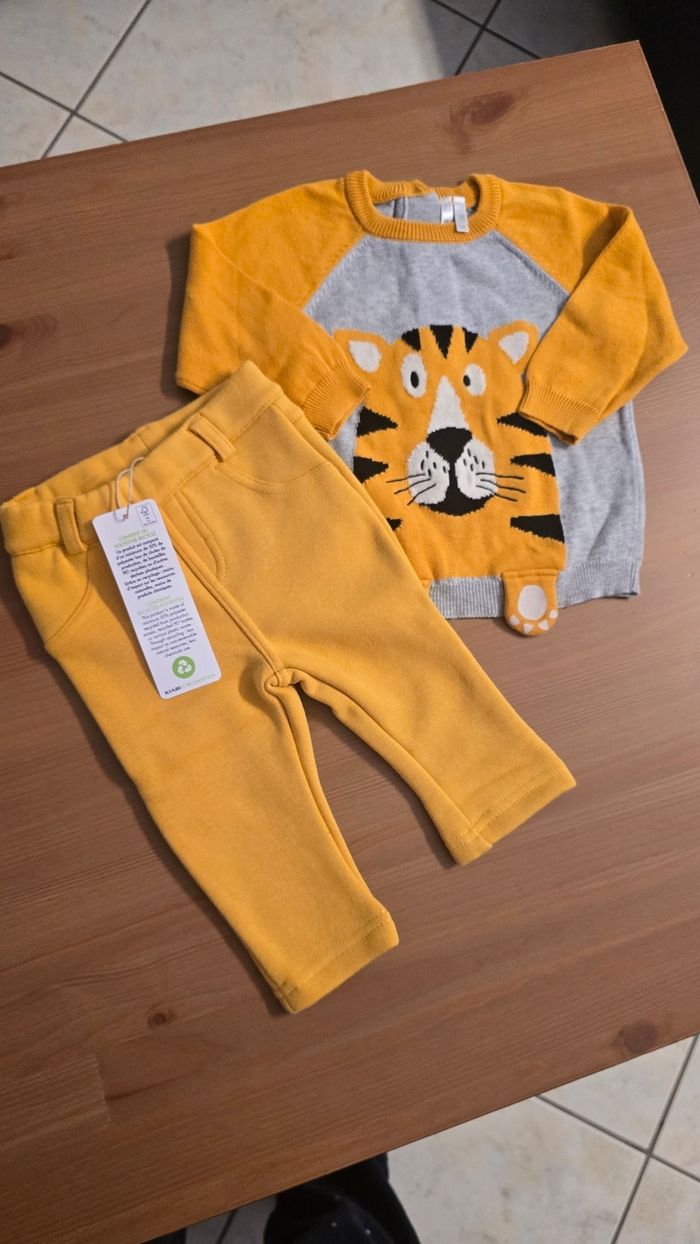 😍🥰💙 ensemble pull tricot et pantalon molleton intérieur polaire 6mois garçon 💙🥰😍
