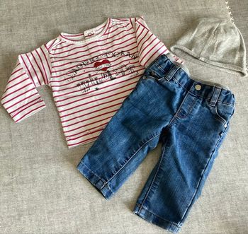Jeans , tee-shirts m.longues et bonnets mailles fines 3 mois